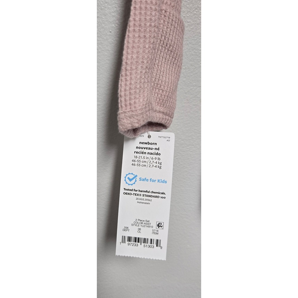 Carter's Just One You Newborn Waffle Knit 2pc Set Dusty Rose 1U214810 - Picture 5 of 6
